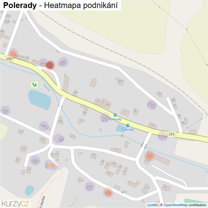 Mapa Polerady - Firmy v části obce.