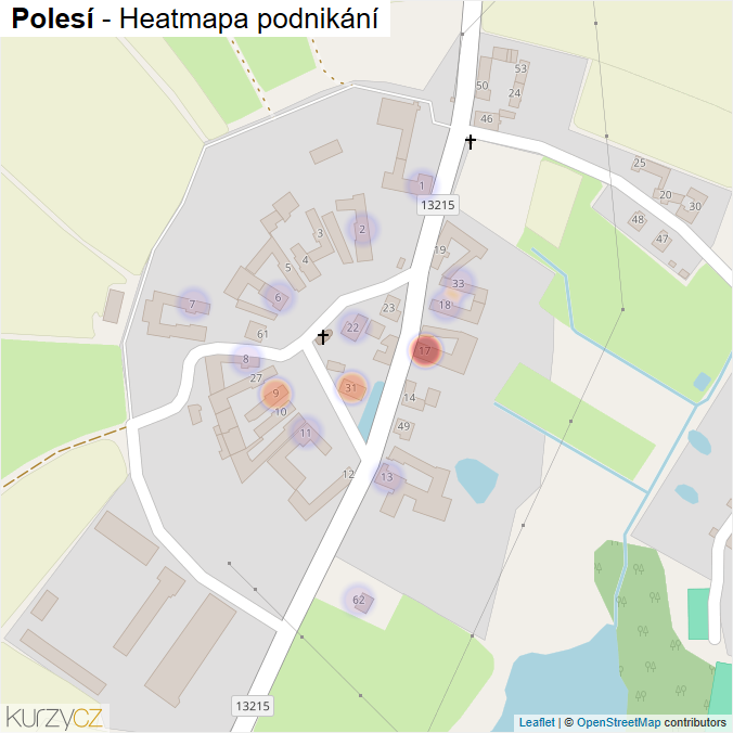 Mapa Polesí - Firmy v části obce.