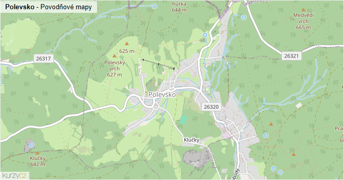 Polevsko - záplavové mapy stoleté vody