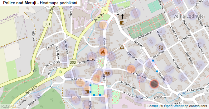 Police nad Metují - mapa podnikání
