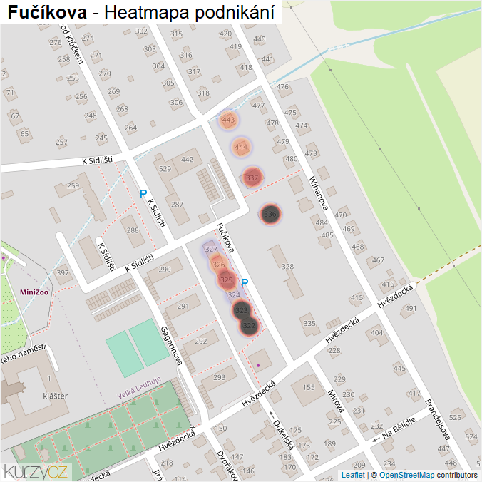 Mapa Fučíkova - Firmy v ulici.