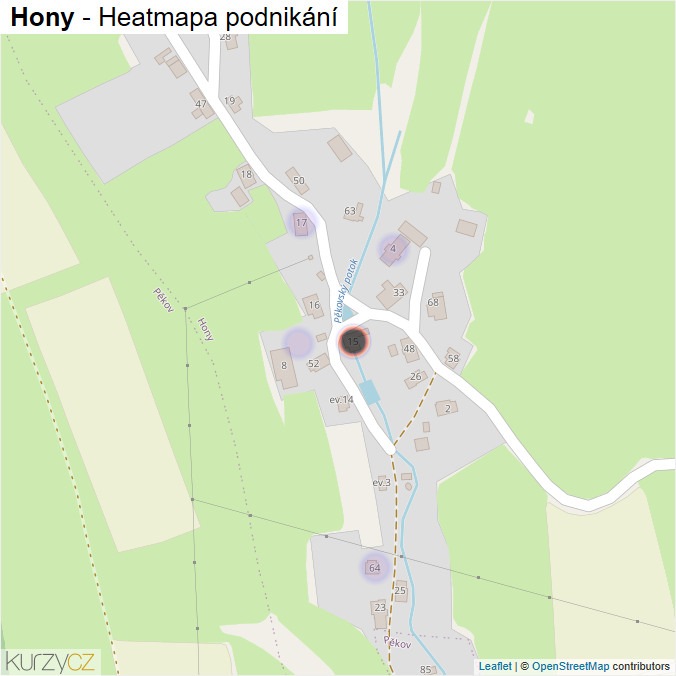 Mapa Hony - Firmy v části obce.