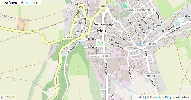 Tyršova - mapa ulice