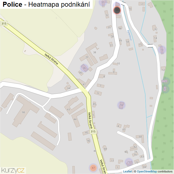 Mapa Police - Firmy v části obce.