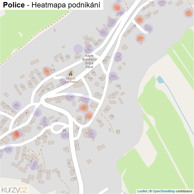 Mapa Police - Firmy v části obce.