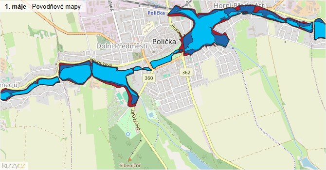 1. máje - záplavové mapy stoleté vody