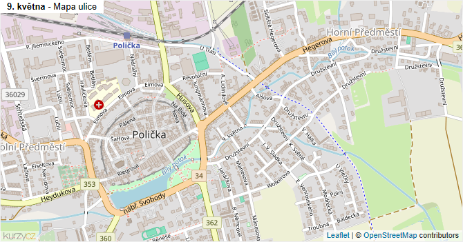 9. května - mapa ulice