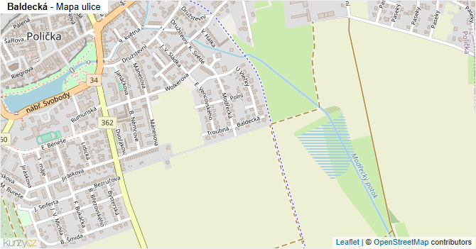Baldecká - mapa ulice