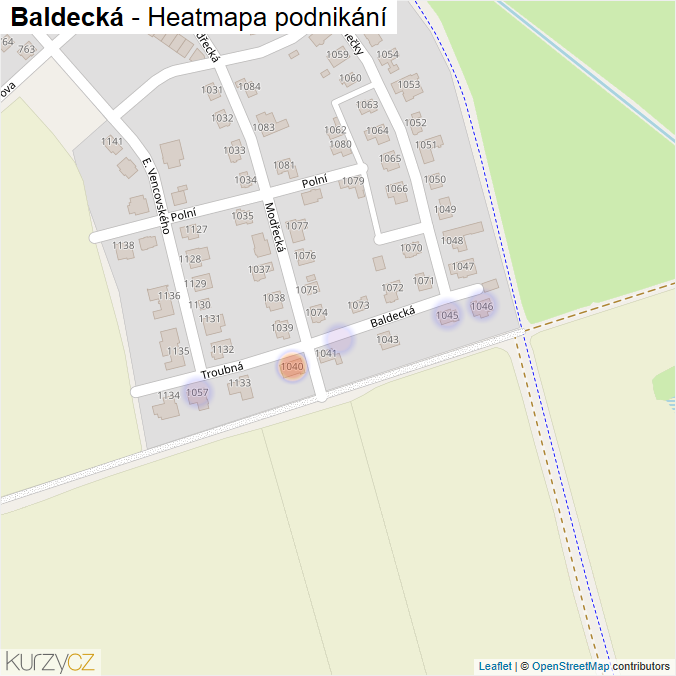 Mapa Baldecká - Firmy v ulici.