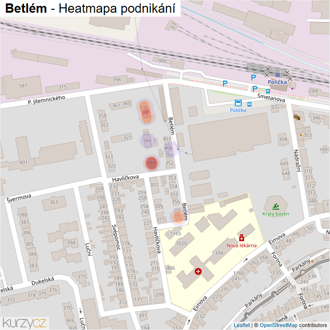 Mapa Betlém - Firmy v ulici.