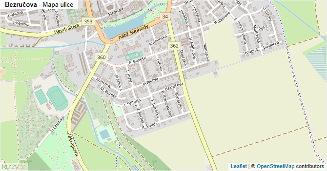 Bezručova - mapa ulice