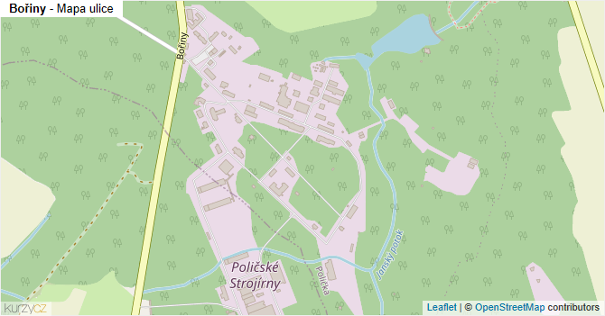 Bořiny - mapa ulice