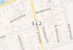 Čsl. armády v obci Polička - mapa ulice