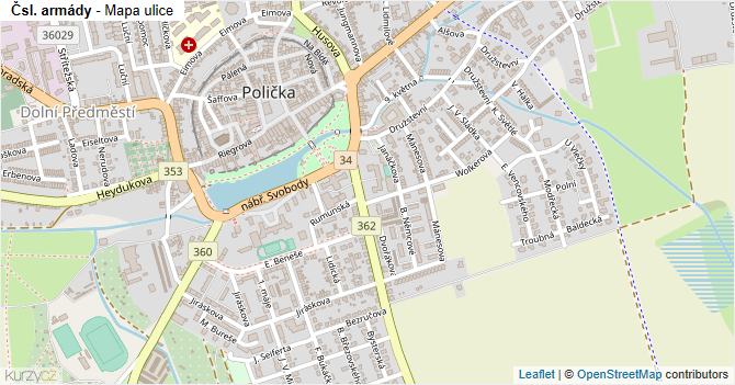 Čsl. armády - mapa ulice