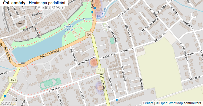 Čsl. armády - mapa podnikání