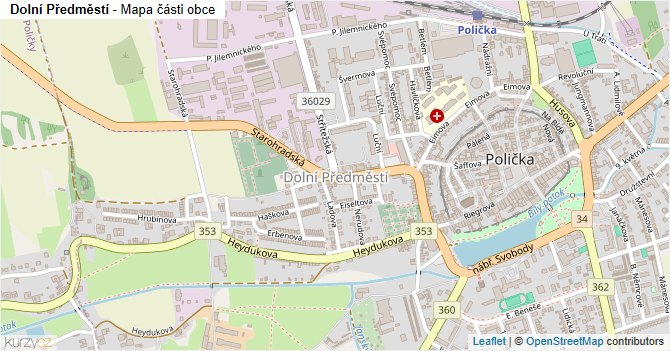 Dolní Předměstí - mapa části obce