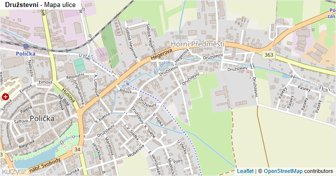 Družstevní - mapa ulice