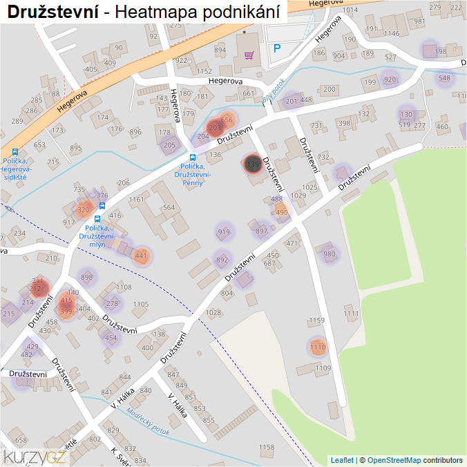 Mapa Družstevní - Firmy v ulici.