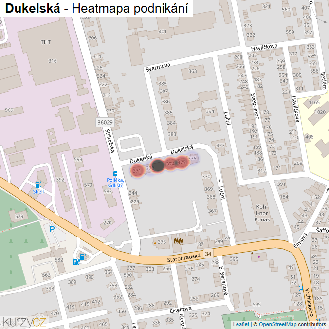 Mapa Dukelská - Firmy v ulici.
