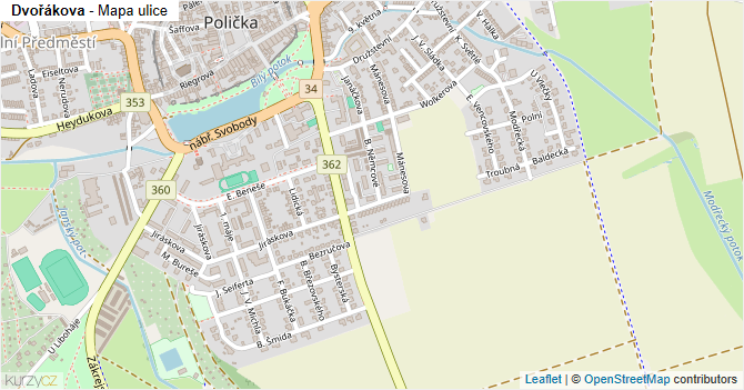 Dvořákova - mapa ulice