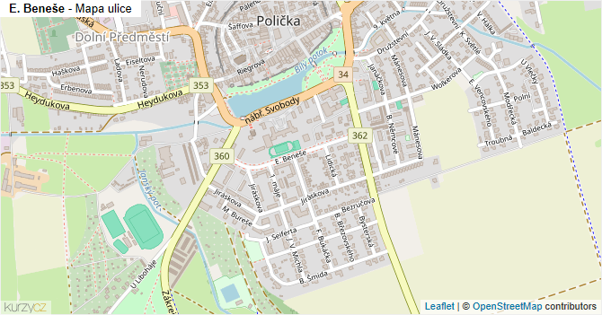 E. Beneše - mapa ulice