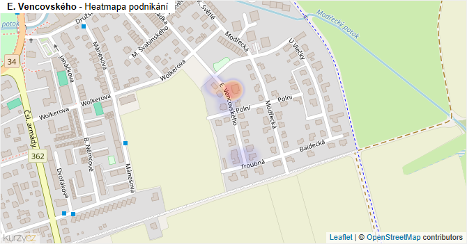 E. Vencovského - mapa podnikání