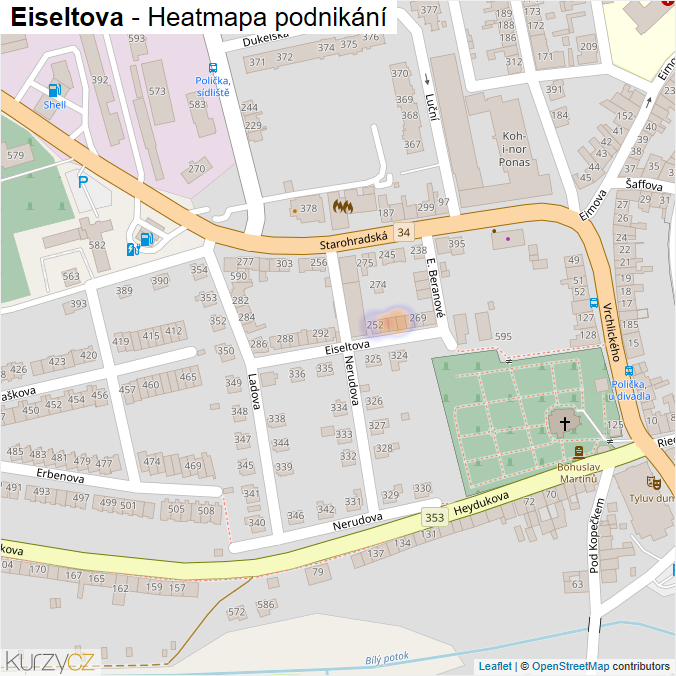 Mapa Eiseltova - Firmy v ulici.