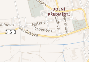 Erbenova v obci Polička - mapa ulice