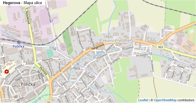 Hegerova - mapa ulice