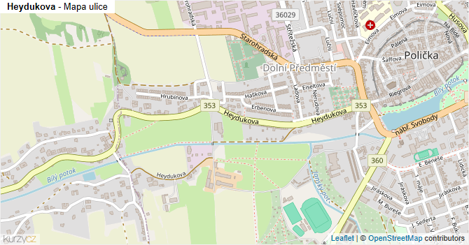 Heydukova - mapa ulice