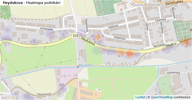 Heydukova - mapa podnikání
