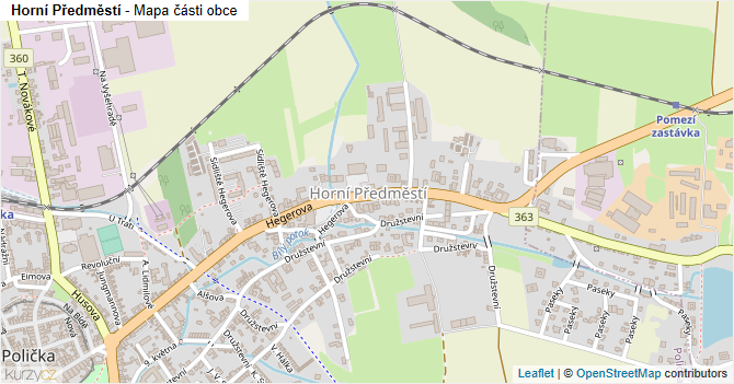 Horní Předměstí - mapa části obce