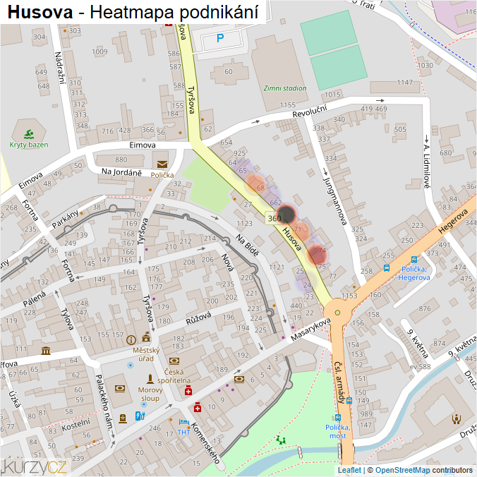 Mapa Husova - Firmy v ulici.