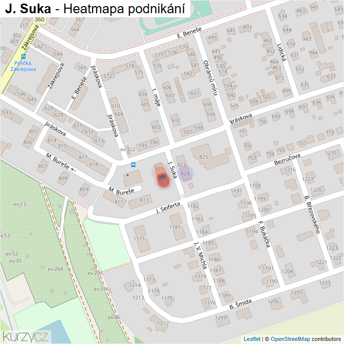 Mapa J. Suka - Firmy v ulici.