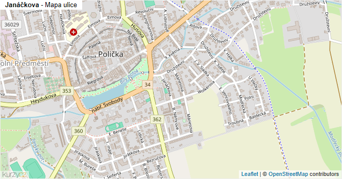 Janáčkova - mapa ulice