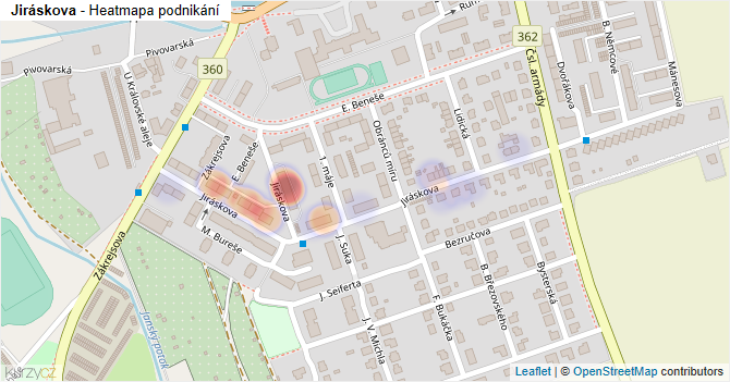 Jiráskova - mapa podnikání