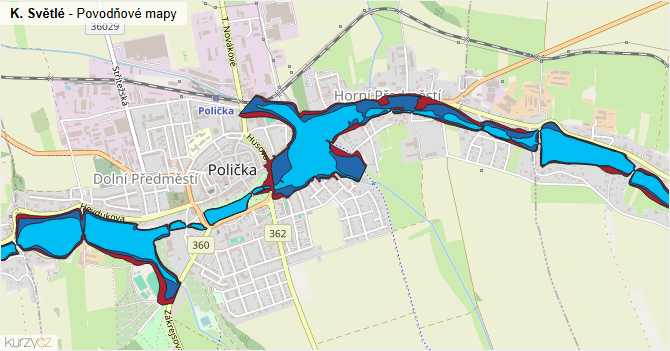 K. Světlé - záplavové mapy stoleté vody