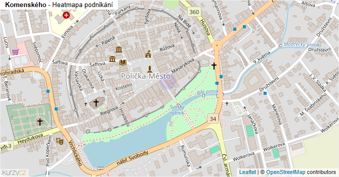 Komenského - mapa podnikání