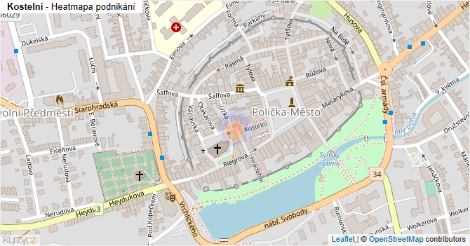 Kostelní - mapa podnikání