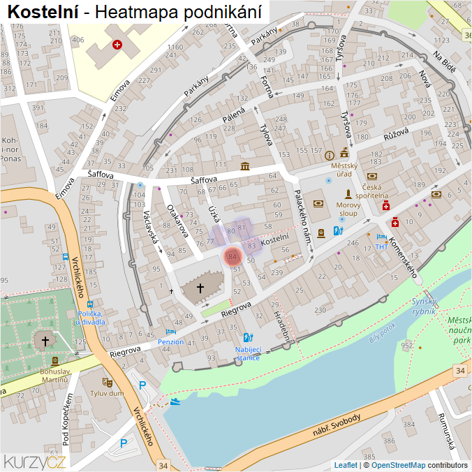 Mapa Kostelní - Firmy v ulici.