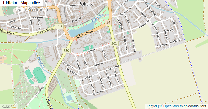 Lidická - mapa ulice