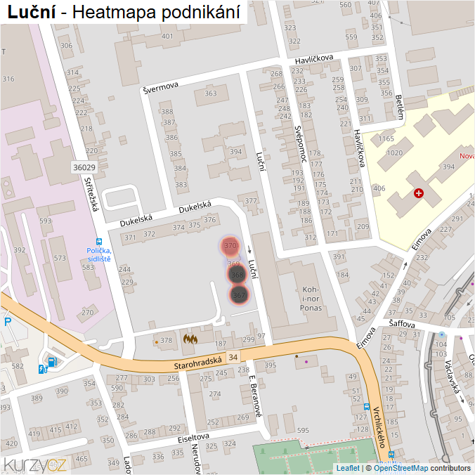 Mapa Luční - Firmy v ulici.