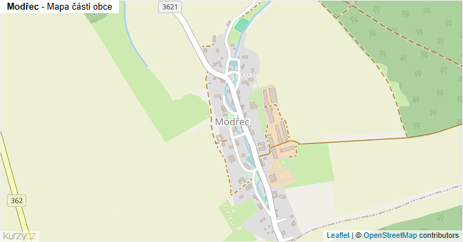 Modřec - mapa části obce