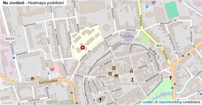 Na Jordáně - mapa podnikání