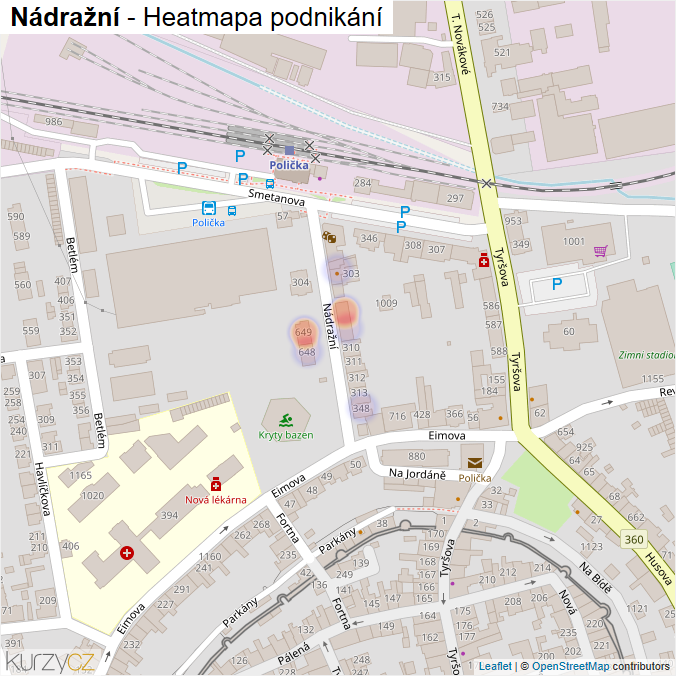 Mapa Nádražní - Firmy v ulici.