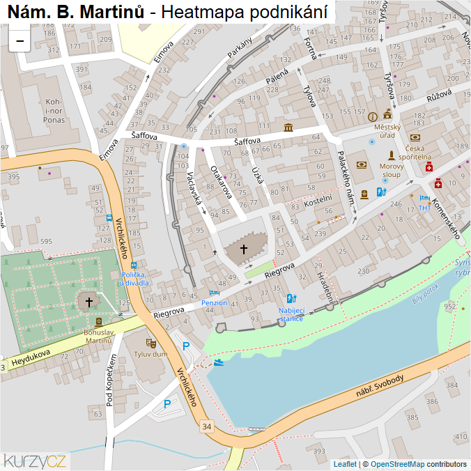 Mapa Nám. B. Martinů - Firmy v ulici.