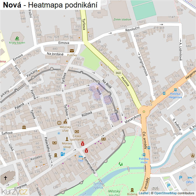 Mapa Nová - Firmy v ulici.
