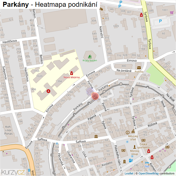 Mapa Parkány - Firmy v ulici.