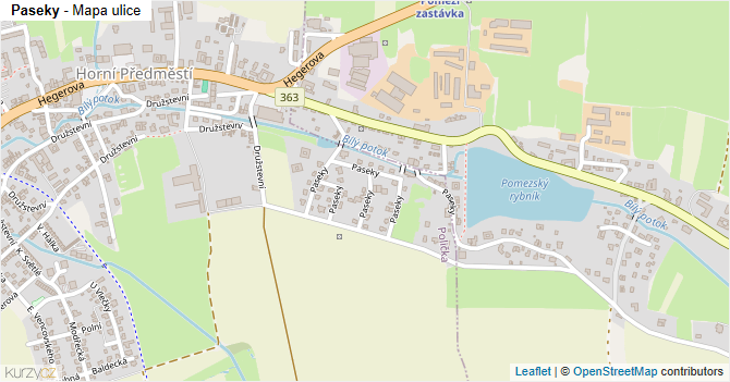 Paseky - mapa ulice