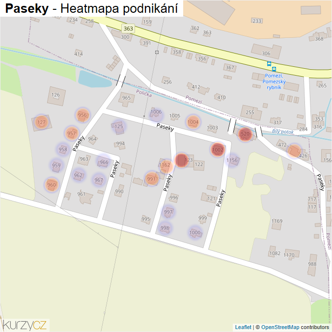 Mapa Paseky - Firmy v ulici.